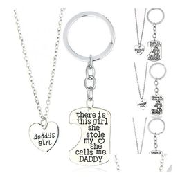 Pendant Necklaces Gift Girl Stole Heart Mommy Daddy Series Mother S Day Father Necklace Key Chain Wfn017 With Mix Order 1Setis2 Drop Dhoyu