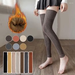 Women Socks Winter Knitted Warm Leggings Solid Colour Thermal Long Cotton Leg Sleeves Tube Over Knee Warmers