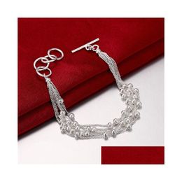 Charm Bracelets Womens Sterling Sier Plated Sixline Sand Bead Bracelet Gssb030 Fashion 925 Plate Jewellery Drop Delivery Dhrxs