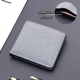 Wallets Men'S Canvas Short With Zipper Male Coin Money Bag Small Thin Purses Holders Card Wallet Porte Feuille Homme