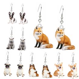 2022 Dog Cat Acrylic Earrings For Women Drop Earrings Jewelry Handmade Cute Kawaii Acrylic Pets Cat Dog Earrings Christmas Gift