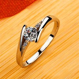 Band Rings Cute Female Small Round Zircon Stone Ring Vintage Silver Color Wedding Jewelry Promise Crystal Engagement Rings For Women AA230524