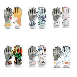 16180 Children Outdoor Ski Gloves Boys Girls Winter Fleece Thickened Warm Gloves Waterproof Cold-proof Five-Finger Kids Glove