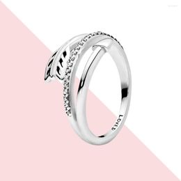 Cluster Rings 925 Sterling Silver Ring For Women Original Sparkling Wrap-Around Arrow Stackable Engagement Wedding Jewellery Gift