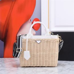 designer bag beach bag bamboo weaving tote bags for women Straw woven handbag mens Triangle icon luxury shoulder bags