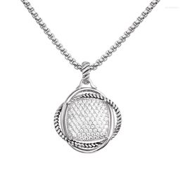 Pendant Necklaces JADE ANGEL 30 40mm Interlocking Circles Design Trendy White Cubic Zirconia Pave Set Personalised Necklace For Women Men