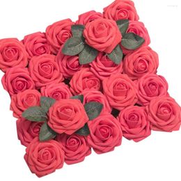 Decorative Flowers Artificial Coral Roses 50pcs Real Looking Fake For DIY Wedding Bouquets Giant Sunflowers