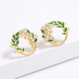 Stud Earrings High Quality Handmade Enamelled For Women's Fashion Round Flower 18k Gold Jewellery Party Accessories