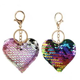 Key Rings Sequin Heart Keychain Colorf Love Pendant Charm Keychains Valentines Day Gift For Party Decaration Supplies Drop Delivery J Dhsgx