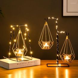 Candle Holders Creative Desktop Ornament Home Use Iron With Light Bulbs And Unscented Candles