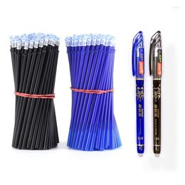 52Pcs/Set 0.5mm Erasable Refill Rod School Writing Stationery Gel Ink Pen Blue Black Washable Handle