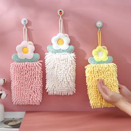 Chenille Hanging Flower Wipe Towel Absorbs Water Dry Quickly Thickens Double-layer Wipe Cloth Lovely Hand Towels Cleaning Cloth