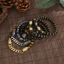 Link Bracelets Fashion Natural Agate Stone Beaded Bracelet Temple Bangles For Men Women Amulet Lucky Gift Advanced Jewellery Tibetan Buddhism