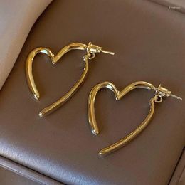 Hoop Earrings Simple And Cool Style Silver Needle Korean Love Heart-Shaped For Women Jewellery Dangle