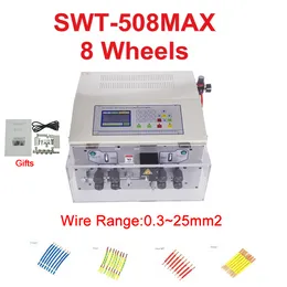 SWT508MAX 8 Wheels Peeling Stripping Cutting Machine Computer Automatic Wire Strip Stripping Machine 0.3 To 25MM2 800W