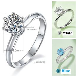 Handmade Female cz Ring 925 sterling silver Engagement Wedding band Rings for Women Bridal Moissanite Party Jewellery rings Straight arm claw inlaid collar M09A