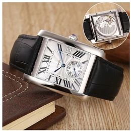 Fashion Hot Selling Factory men watch mens automatic mechanical watches white dial glass stainless steel Leather strap Wristwatch