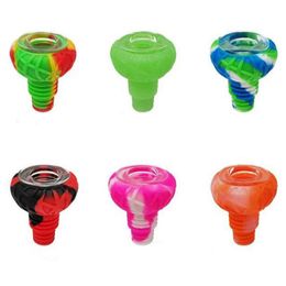 Colorful Silicone Bubbler Smoking Bird Nest Style 14MM 18MM Male Double Joint Dry Herb Tobacco Filter Glass Bowl Oil Rigs Waterpipe Bong DownStem Cigarette Holder