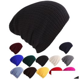 Beanie/Skull Caps Winter Hats For Woman Beanies Knitted Solid Color Women Men Autumn Beanie Hiphop Warmer Hat Uni Cap Drop Delivery Dhot9