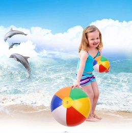 Colourful Inflatable Beach Ball Beach Pool Play Ball Inflatable Air Leak Proof Nozzle Children Summer Swimming Toy Kids Beach Toys