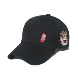 Ball Caps Men's Hat Black Baseball Cap For Women Unisex Embroidered Totem Chinese Style Lion Personality National Fashion Design