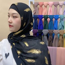 Scarves Black Hijab 2023 Shinny Gold Glitter Scarf Long Soft Wrap Shawl For Muslim Women Head Hijabs Shawls
