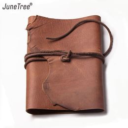 Notepads junetree Original genuine Leather Handmade A5 Vintage Retro Travel Journal Diary Notebook Notepad Birthday Valentine's Day Gift 230525