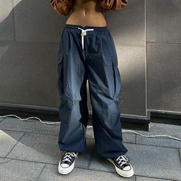 Jeans Y2K Hip Hop Style Female Oversized Baggy 90s Streetwear Drawstring Long Pant 2022Adjustable Waist Chic Cargo Pants Women