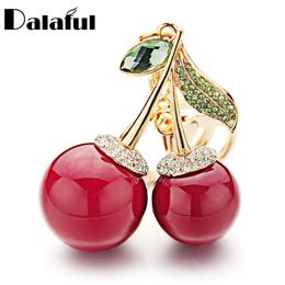 Exquisite Crystal Rhinestone Bag Pendant Red Cherry Keychain Cute Cartoon For Car Women Key Chain Ring Holder Jewelry K364