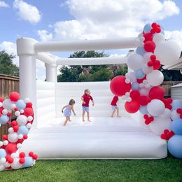 4x4m 13.2ft White Bounce House full PVC jumping Bouncy Castle Inflatable bouncer castles moonwalk jumper with blower For Wedding events party free ship