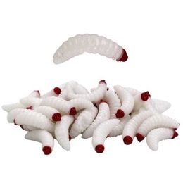 Baits Lures 50 pieces 2.4cm 0.5g promotional new maggot gru fishing hook Odour worm glowing shrimp bait soft P230525