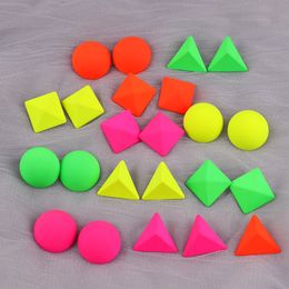 FishSheep Geometry Neon Round Square Acrylic Big Stud Earrings For Women Bohemian Geometric Triangle Earrings Fashion Jewelry