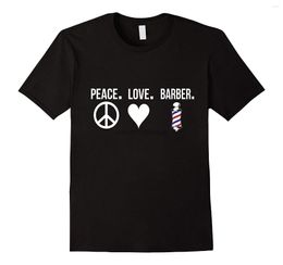 Men's T Shirts 2023 Summer Fashion Men Tee Shirt Peace Love Barber T-Shirt For Shop Hair Salon Mens Casual