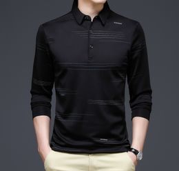 Men's Polos Business Casual Long Sleeve Polo Shirts Men Fashion Designer Luxury Polo Shirts Men Slim Black Blue Clothing Men Top 230524