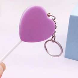 Keychains 1PC Solid Colour Acrylic Flat Lollipop Heart Shaped Candy With Stick Kids Birthday Gift Girls Phone Bag Hanging Keyring