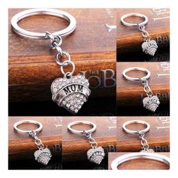 Keychains Lanyards Good Aaddadd Christmas Gifts Peach Heart Flash Drill Family Members Affectionate Inscribed Key Ring Kr002 Mix O Dhn6H