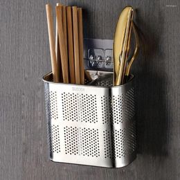 Storage Bottles Hanging Square Stainless Steel Chopsticks Fork Spoon Holder With Hook Cutlery Drainer Shelf Tableware Organiser Kitchen Tool