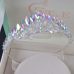 Other Fashion Accessories Delicate Vintage AB Colour Wedding Crown Alloy Bridal Tiara Baroque Simple Princess Headband Rhinestone Half Round Tiaras Com J230525