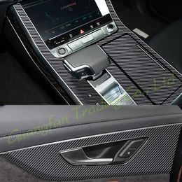 Car-Styling 3D/5D Carbon Fiber Car Interior Center Console Cover Color Change Molding Sticker Decals For Audi Q7 Q8 2006-2021