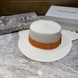Miu Letter Female Designer Beanie Cap Fashion Versatile Summer outing Sunscreen Beach Hat Straw Knitted Top Hat Trend
