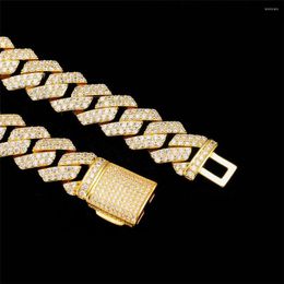 Link Bracelets 14mm Bracelet High Quality Iced Out Micro Pave Cubic Zirconia Cuban Chain Hip Hop Jewellery Gift For Party