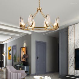 Wall Lamp Light Luxury All-Copper Post-Modern Living Room Large Crystal Chandelier Simple Round Bedroom Lamps