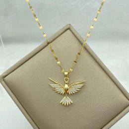 Pendant Necklaces Gold Plated Eagle With Zircons Stainless Steel For Women Gifts Fashion Jewerly Accessories Cute Bird Necklace In