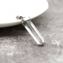 Pendant Necklaces PM28451 10pcs Healing Crystal Clear Quartz Point Silver Cap Hexagon Prism Jewellery