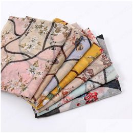 Scarves Cotton Viscose Floral Printed Hijabs Scarf Shawl Musllim Headscarf Head Wrap Bandana Foard Headband Drop Delivery Fashion Ac Dhfxc