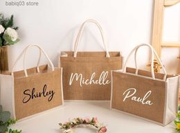 Diaper Bags Personalized Burlap Tote Bag Bridesmaid Gift Custom Name Jute Bag Beach Bag Wedding Favor Gift for Her Mothers Day Gift T230525