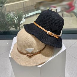 Luxury Designer P Straw Hat Women's New Knitted Classic Flat Top Hat High Quality Unisex Triangle Sun visor Two Colours available