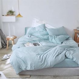 Bedding Sets Jersey Cotton Duvet Cover Set With Bed Sheet Pillowcases Japanese Style Striped Home Textiles Knit Fitted