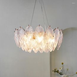 Wall Lamp French Style Retro Hand Carved Leaves Glass Chandelier Light Bedroom Living Room Dining Lamps Home Decoration Crystal