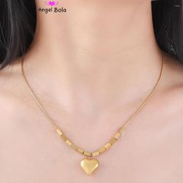 Pendant Necklaces Trendy Stainless Steel Love Heart Necklace For Women Gold Plated Link Chain Choker Festival Party Jewellery Gift Wholesale